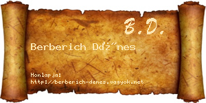 Berberich Dénes névjegykártya